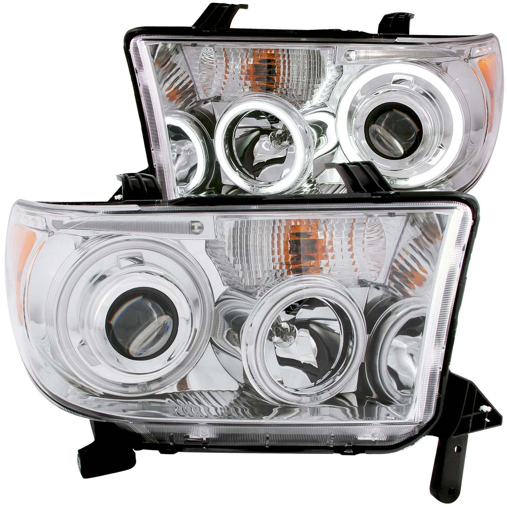 ANZO USA-111173 | Projector Headlight Set w/Halo; Clear Lens; Chrome Housing;Pair CCFL; Not For Use w/Leveling Headlights;