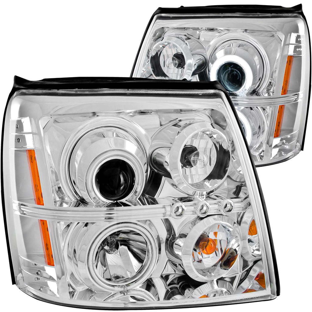 ANZO USA-111176 | Projector Headlight Set w/Halo; Clear Lens; Chrome Housing;Pair CCFL; HID Compatible;