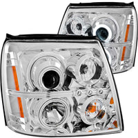 ANZO USA-111176 | Projector Headlight Set w/Halo; Clear Lens; Chrome Housing;Pair CCFL; HID Compatible;