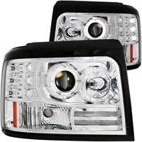 ANZO USA-111183 | Projector Headlight Set w/Halo; Clear Lens; Chrome Housing;Pair w/Side Marker and Parking Lights;