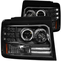 ANZO USA-111184 | Projector Headlight Set w/Halo; Clear Lens; Black Housing;Pair w/Side Marker And Parking Lights;