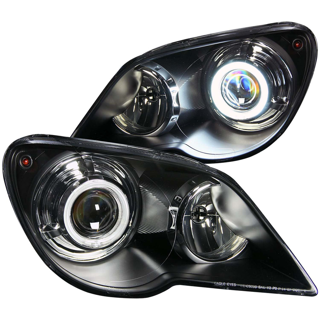 ANZO USA-111188 | Projector Headlight Set w/Halo; Clear Lens; Black Housing;Pair CCFL; For Use w/Non HID/XENON Models Only;