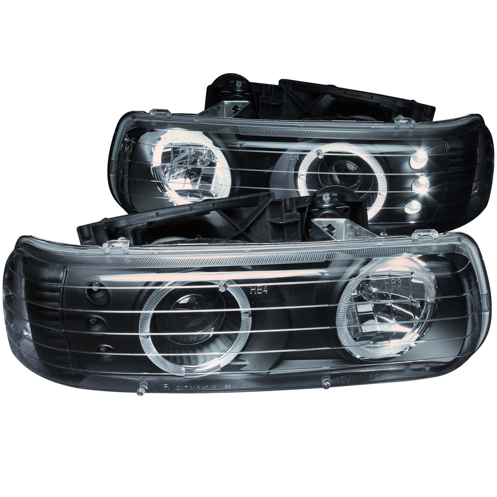 ANZO USA-111189 | Projector Headlight Set w/Halo; Clear Lens; Black Housing;Pair