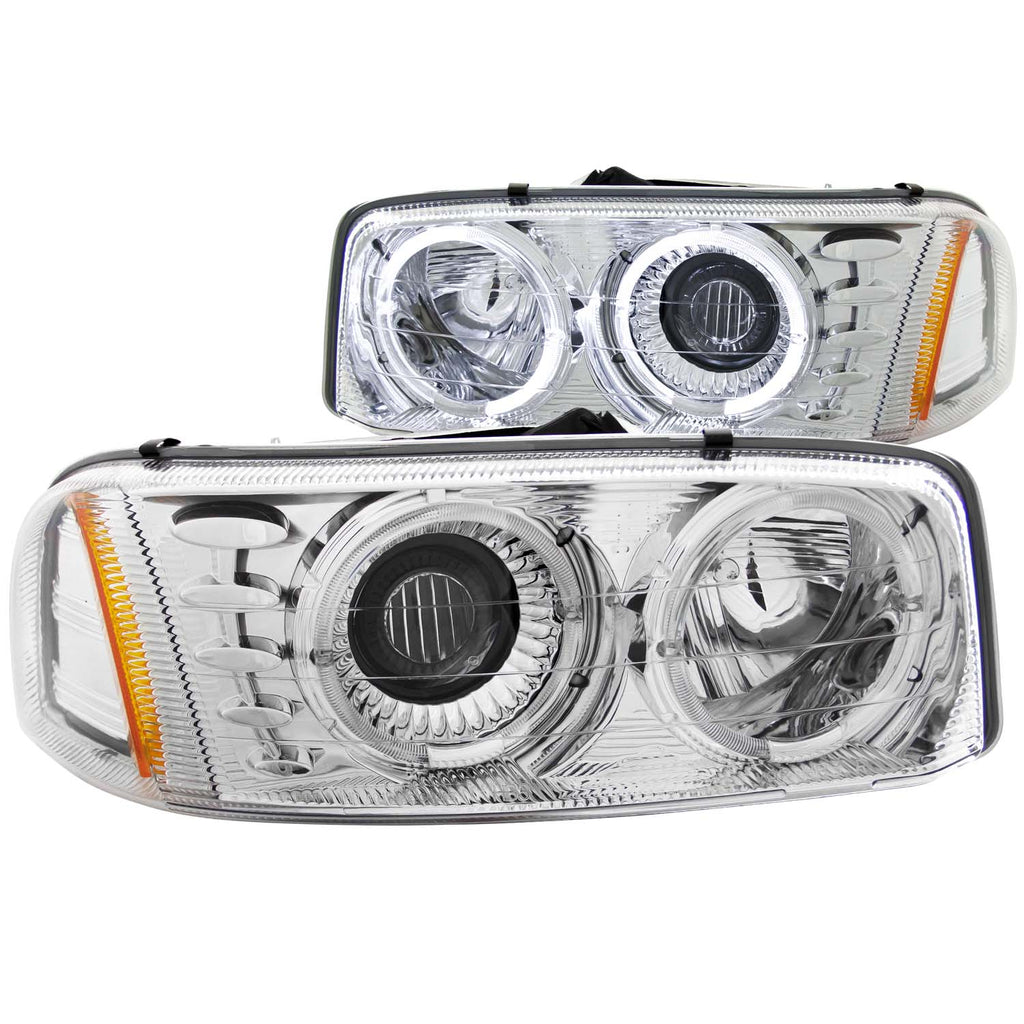 ANZO USA-111191 | Projector Headlight Set w/Halo; Clear Lens; Chrome Housing;Pair CCFL;