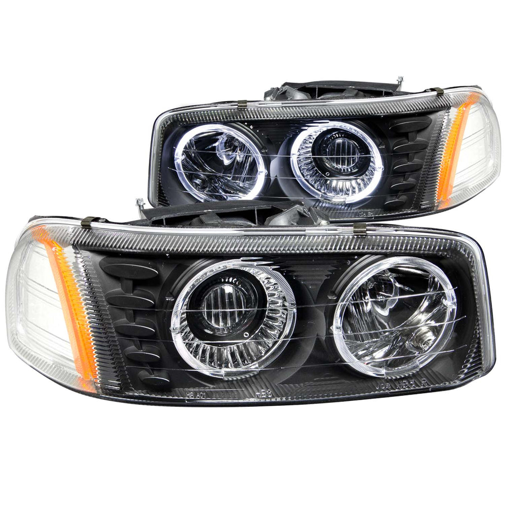 ANZO USA-111192 | Projector Headlight Set w/Halo; Clear Lens; Black Housing;Pair