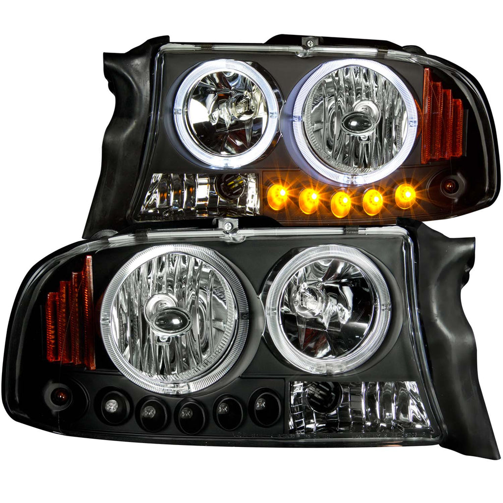 ANZO USA-111194 | Crystal Headlight Set w/Halo; Clear Lens; Black Housing;Pair 1 pc.;