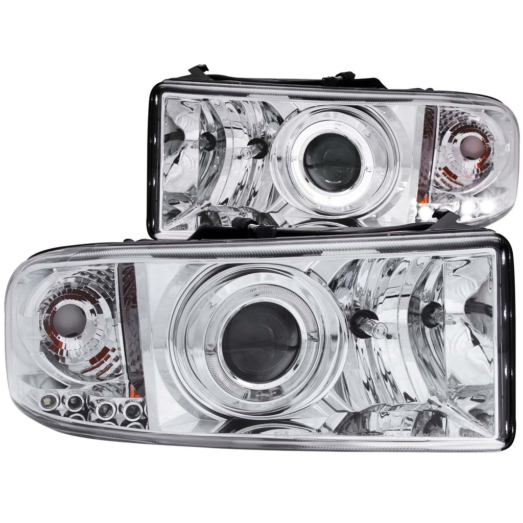 ANZO USA-111195 | Projector Headlight Set w/Halo; Clear Lens; Chrome Housing;Pair