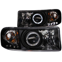 ANZO USA-111196 | Projector Headlight Set w/Halo; Clear Lens; Black Housing;Pair