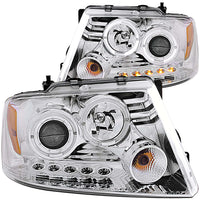 ANZO USA-111203 | Projector Headlight Set w/Halo; Clear Lens; Chrome Housing; G2;Pair w/LED Strip;