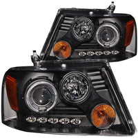ANZO USA-111204 | Projector Headlight Set w/Halo; Clear Lens; Black Housing; w/1 pc. LED; G2;Pair