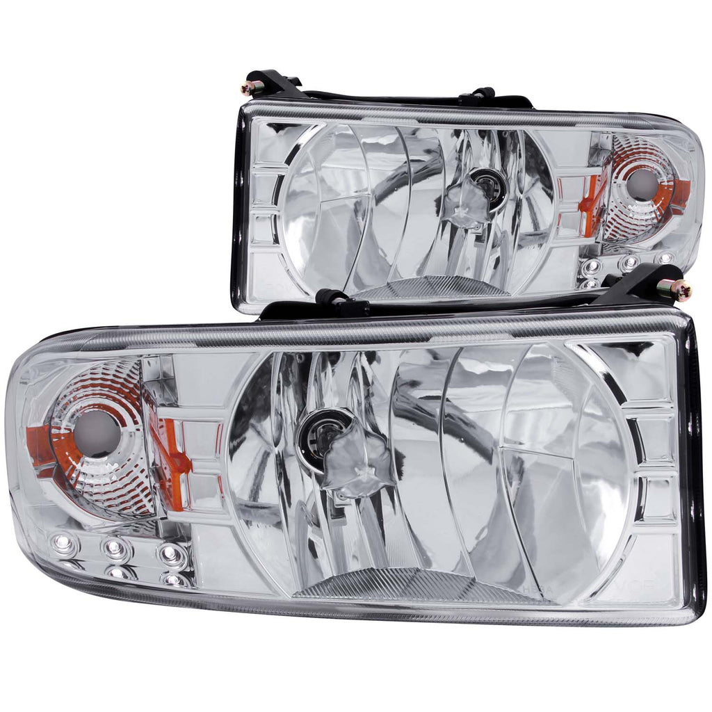 ANZO USA-111206 | Crystal Headlight Set; Clear Lens; Chrome Housing;Pair w/1 pc. LED;