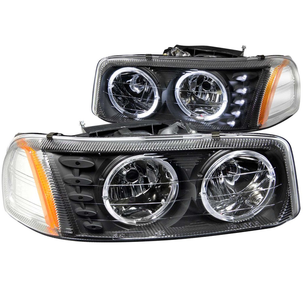 ANZO USA-111207 | Crystal Headlight Set w/Halo; Clear Lens; Black Housing;Pair w/1 pc. LED;