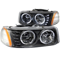ANZO USA-111207 | Crystal Headlight Set w/Halo; Clear Lens; Black Housing;Pair w/1 pc. LED;