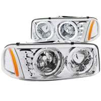 ANZO USA-111208 | Crystal Headlight Set w/Halo; Clear Lens; Chrome Housing;Pair w/1 pc. LED;