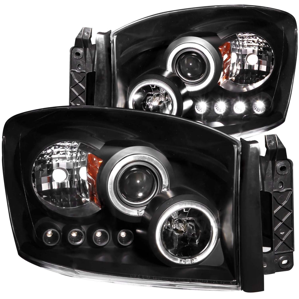 ANZO USA-111209 | Projector Headlight Set w/Halo; Clear Lens; Black Housing;Pair