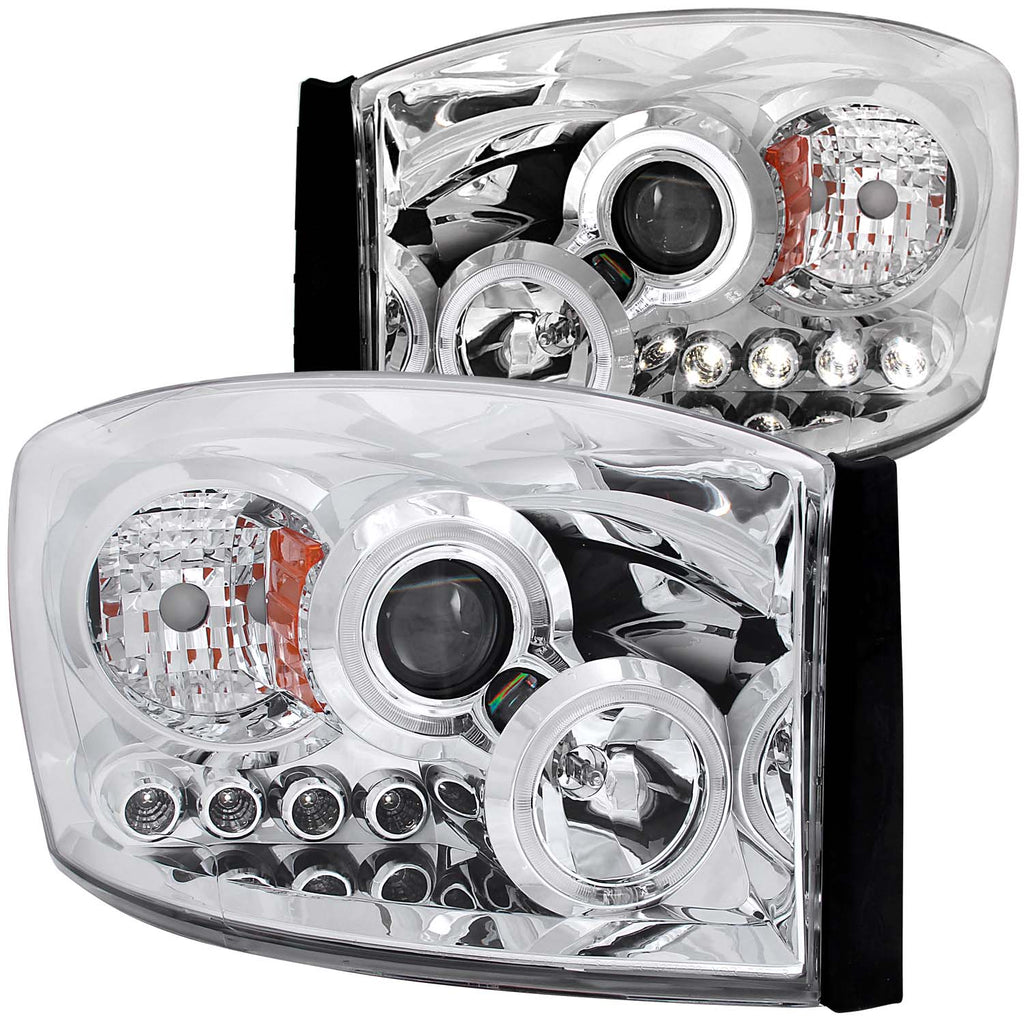ANZO USA-111210 | Projector Headlight Set w/Halo; Clear Lens; Chrome Housing;Pair