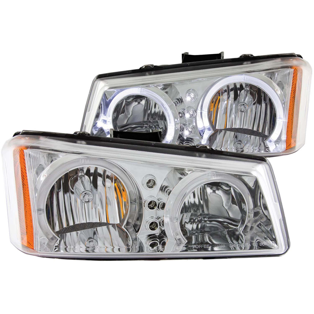 ANZO USA-111211 | Crystal Headlight Set w/Halo; Clear Lens; Chrome Housing;Pair