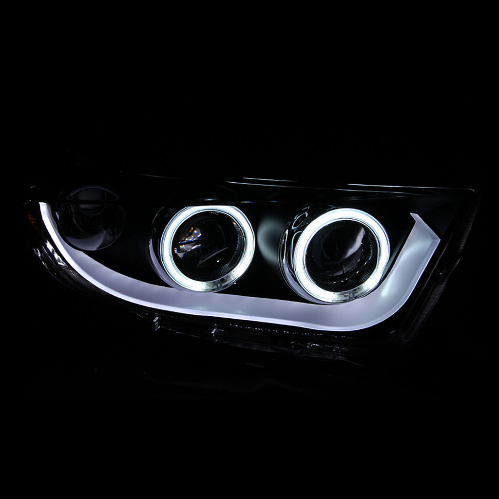 ANZO USA-111262 | Projector Headlight Set w/Halo; Clear Lens; Black Housing;Pair CCFL;