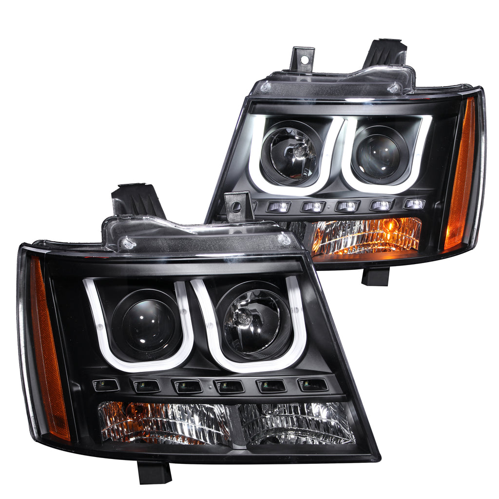 ANZO USA-111273 | Projector Headlight Set; Clear Lens; Black Housing;Pair w/U-Bar;