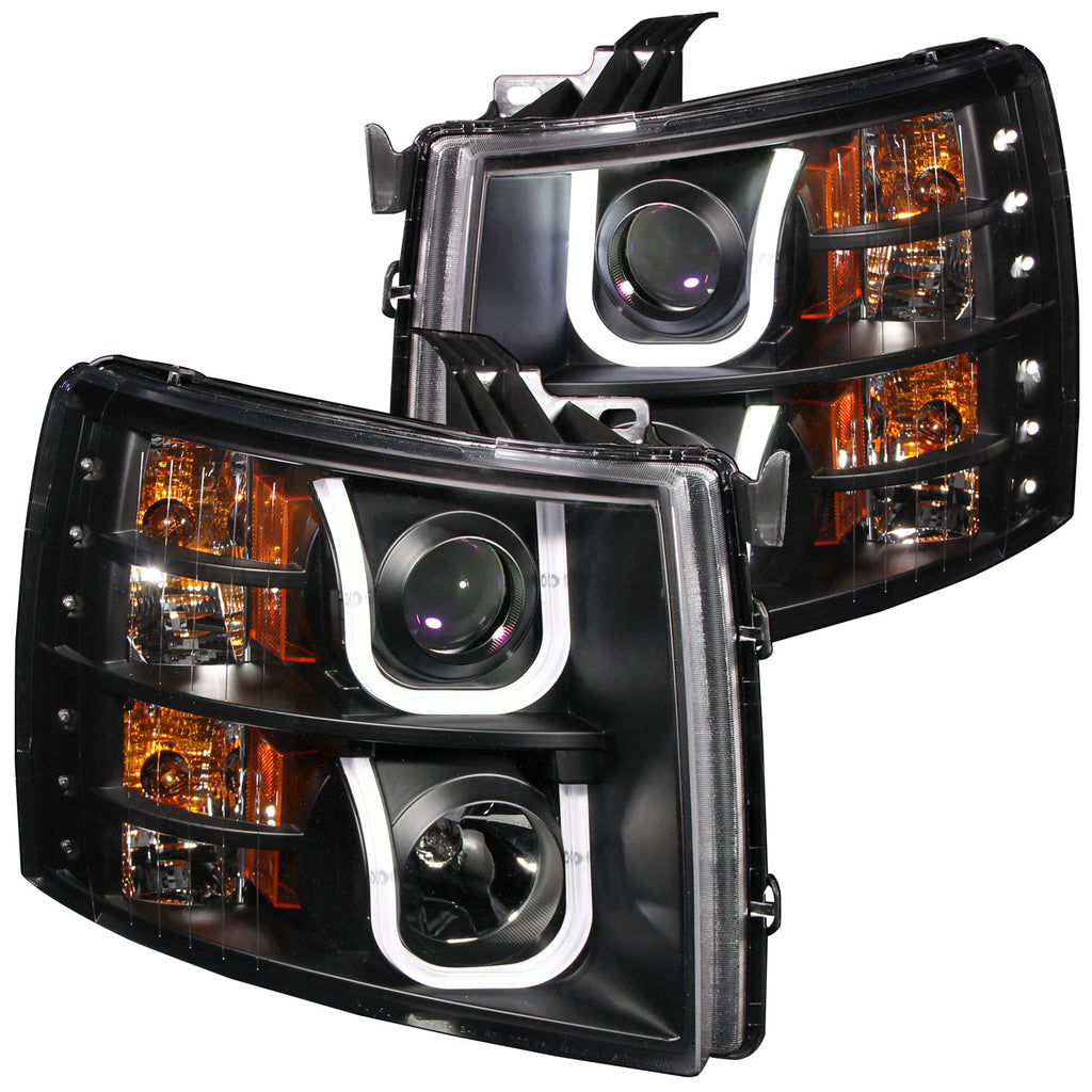 ANZO USA-111281 | Projector Headlight Set; Clear Lens; Black Housing;Pair w/U-Bar;