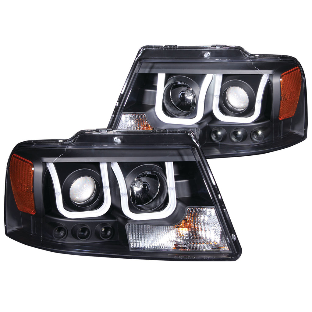 ANZO USA-111288 | Projector Headlight Set; Clear Lens; Black Housing;Pair w/U-Bar;