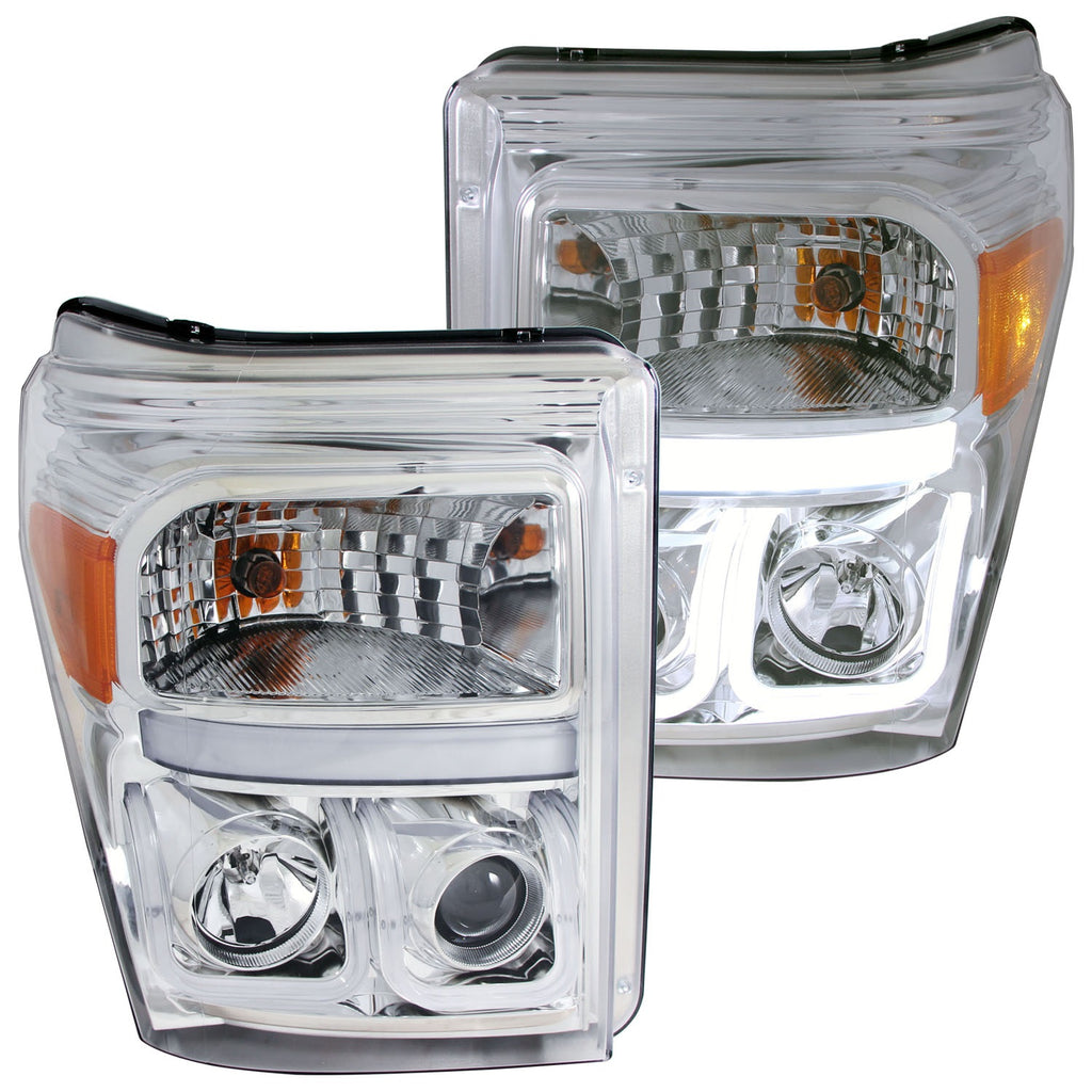 ANZO USA-111291 | Projector Headlight Set; Clear Lens; Chrome Housing;Pair w/U-Bar;