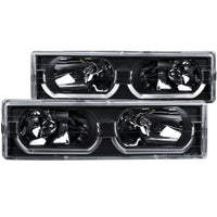 ANZO USA-111299 | Crystal Headlight Set; Clear Lens; Black Housing;Pair w/Low Brow;