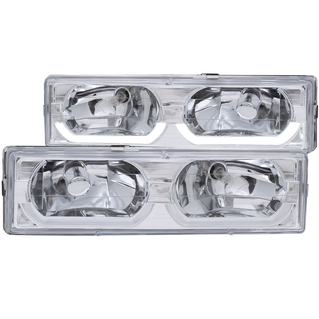 ANZO USA-111300 | Crystal Headlight Set; Clear Lens; Chrome Housing;Pair w/Low Brow;