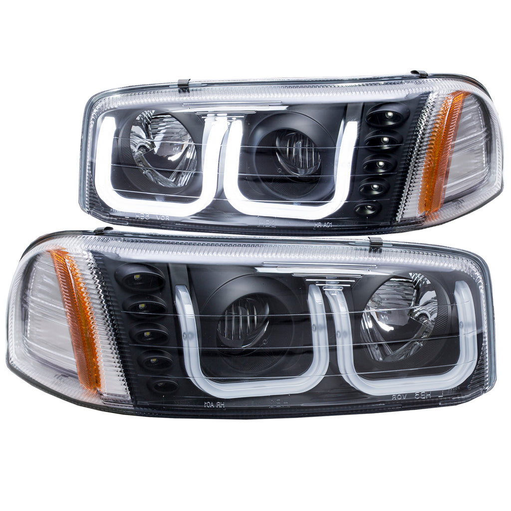 ANZO USA-111303 | Projector Headlight Set; Clear Lens; Black Housing;Pair w/U-Bar;