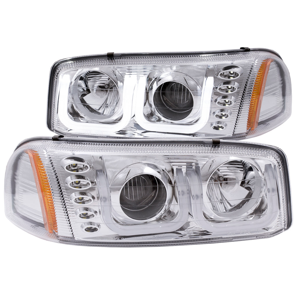 ANZO USA-111304 | Projector Headlight Set; Clear Lens; Chrome Housing;Pair w/U-Bar;