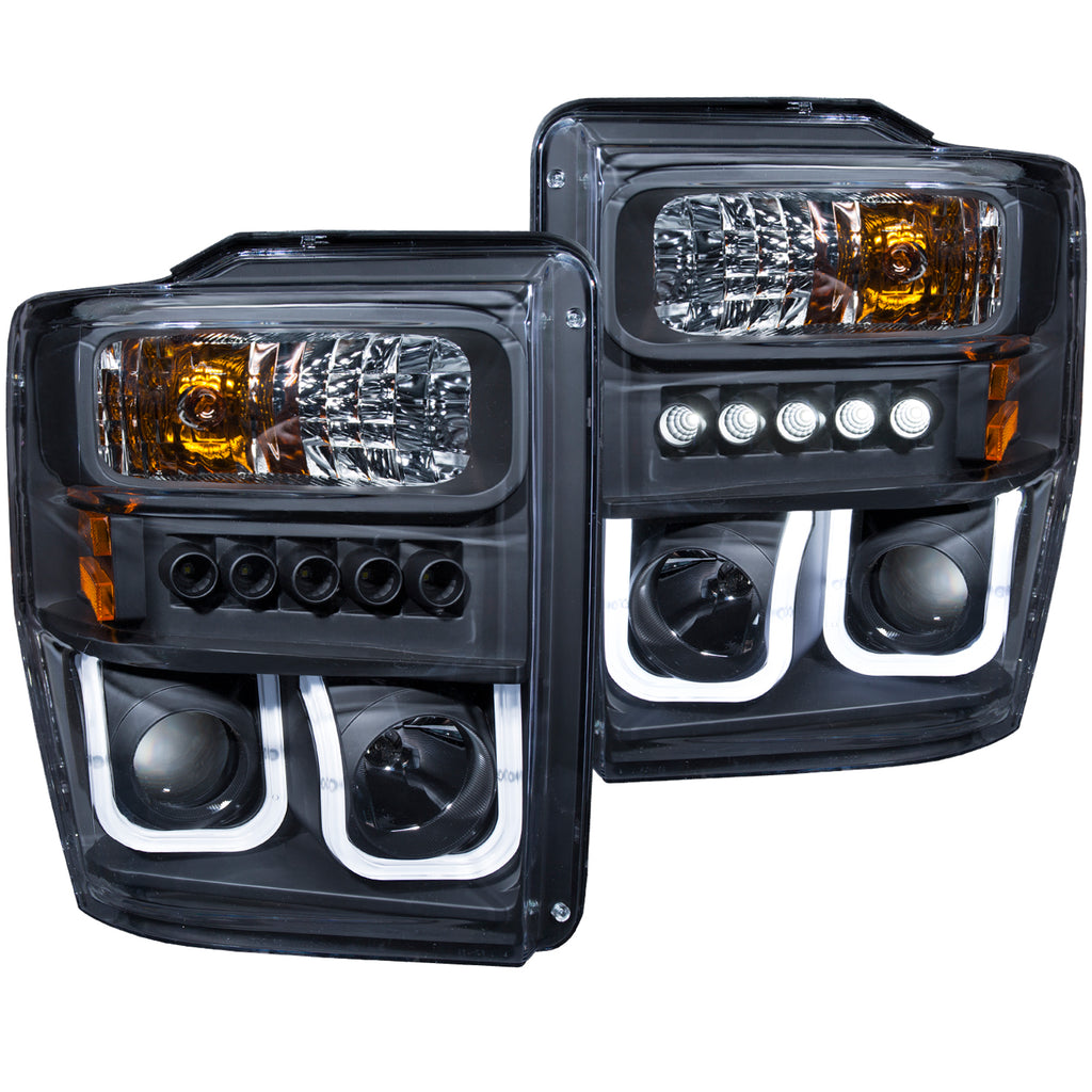 ANZO USA-111305 | Projector Headlight Set; Clear Lens; Black Housing;Pair w/U-Bar;