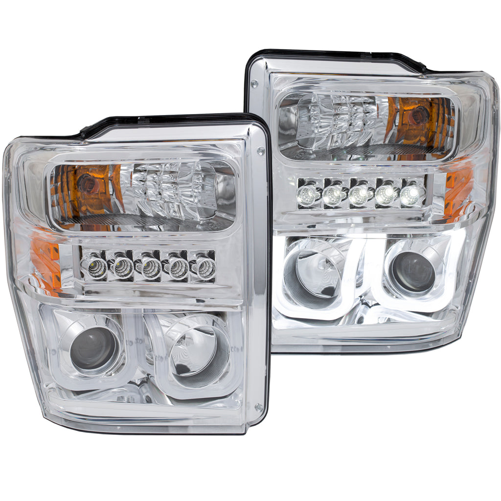 ANZO USA-111306 | Projector Headlight Set; Clear Lens; Chrome Housing;Pair w/U-Bar;