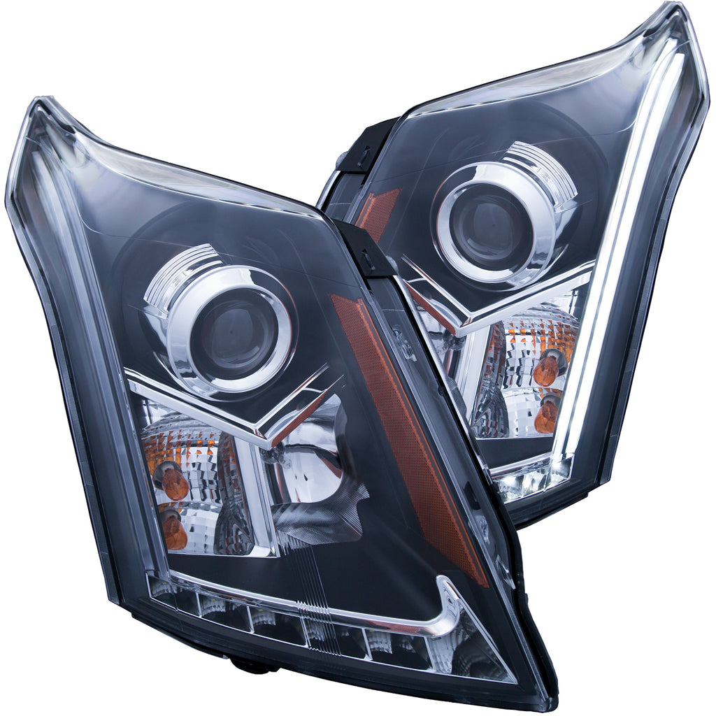 ANZO USA-111308 | Projector Headlight Set; Clear Lens; Black Housing;Pair w/Plank Style Design;