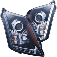 ANZO USA-111308 | Projector Headlight Set; Clear Lens; Black Housing;Pair w/Plank Style Design;