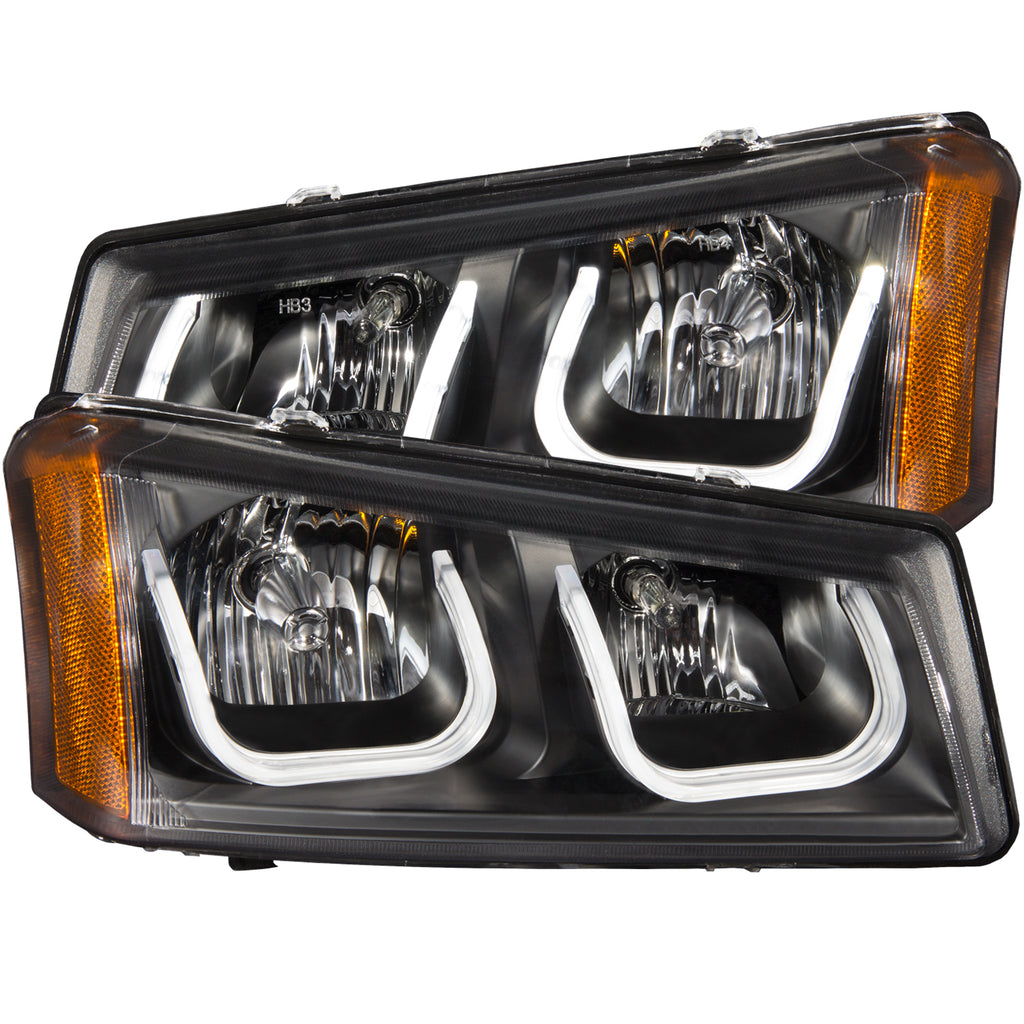 ANZO USA-111312 | Projector Headlight Set; Clear Lens; Black Housing;Pair w/U-Bar;