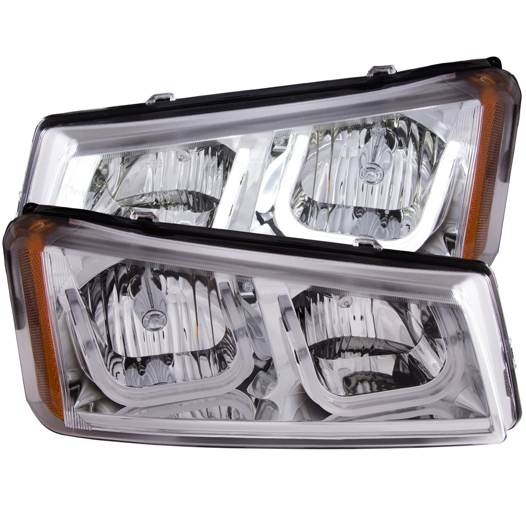 ANZO USA-111313 | Projector Headlight Set; Clear Lens; Chrome Housing;Pair w/U-Bar;