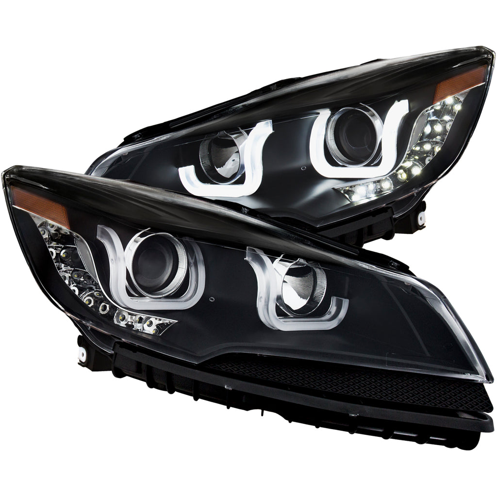 ANZO USA-111324 | Projector Headlight Set; Clear Lens; Black Housing;Pair w/U-Bar;