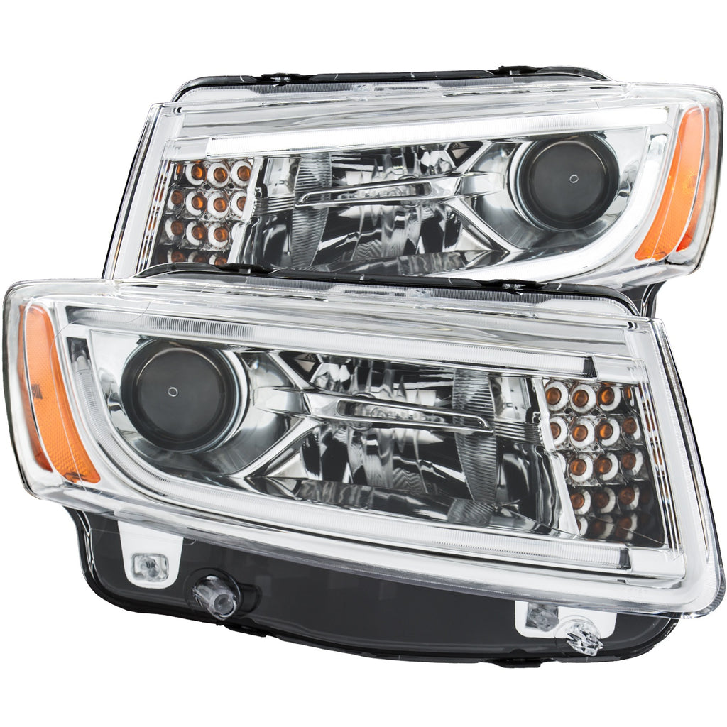 ANZO USA-111328 | Projector Headlight Set; Clear Lens; Chrome Housing;Pair w/Plank Style Design;