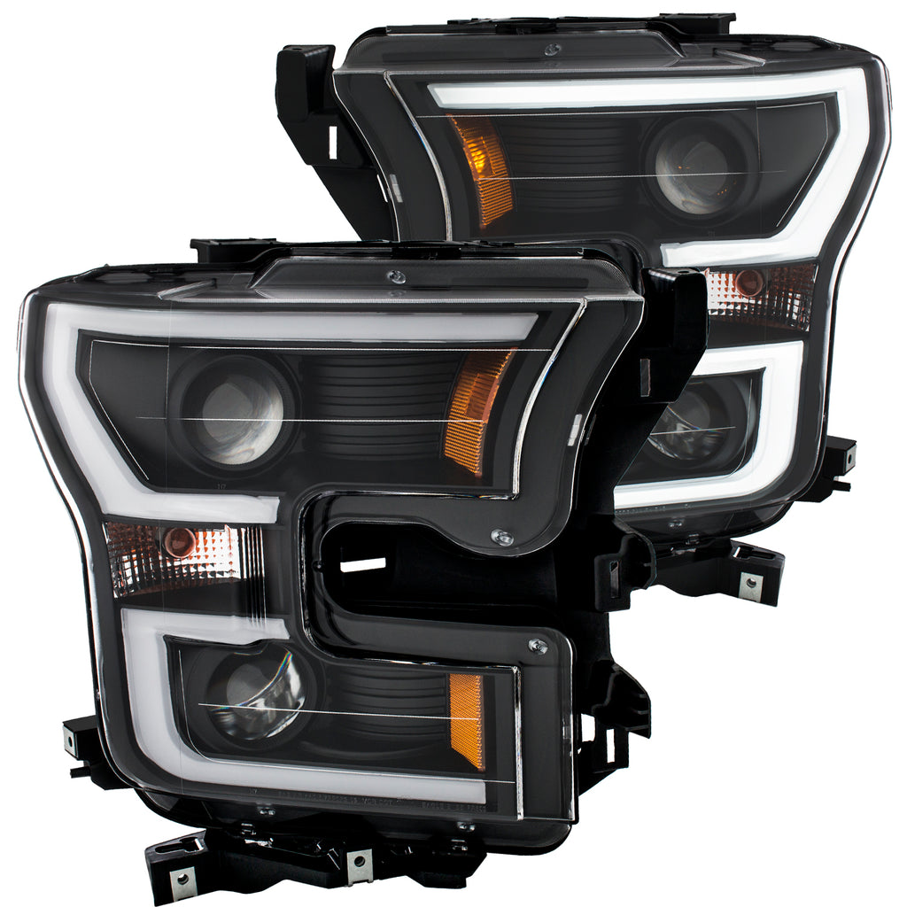 ANZO USA-111347 | Projector Headlight Set; Amber Lens; Black Housing;Pair w/Plank Style Design;