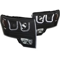 ANZO USA-111351 | Projector Headlight Set; Clear Lens; Black Housing; Amber;Pair w/U-Bar;