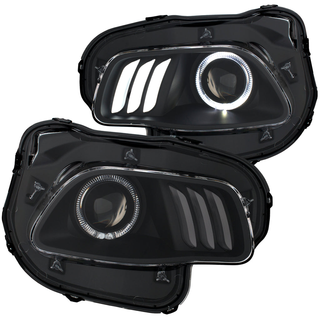 ANZO USA-111353 | Projector Headlight Set; Clear w/White And Red Lens; Black Housing;Pair
