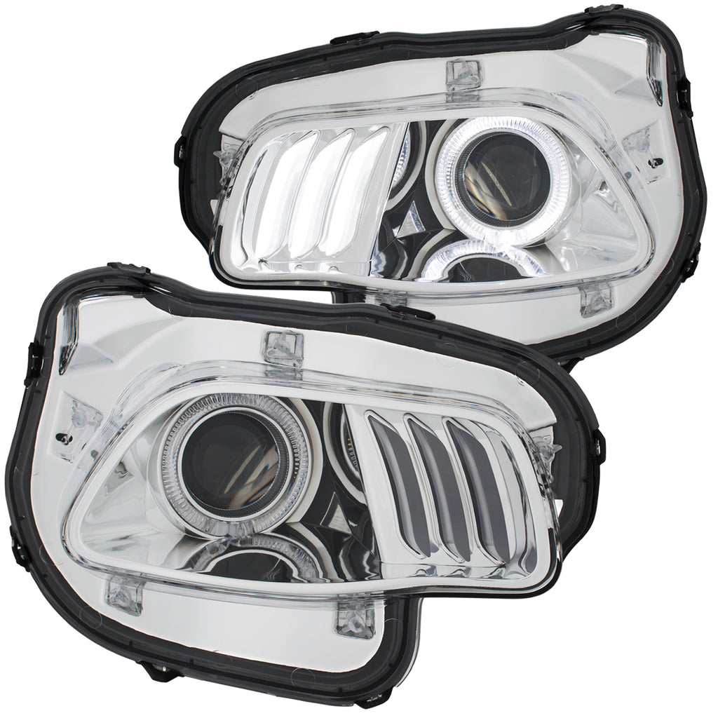 ANZO USA-111354 | Projector Headlight Set; Clear w/White And Red Lens; Chrome Housing;Pair