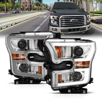 ANZO USA-111358 | Projector Headlights w/ Plank Style Switchback Chrome w/ Amber