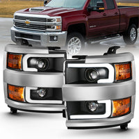 ANZO USA-111359 | Projector Headlights w/ Plank Style Design Black w/ Amber