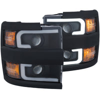 ANZO USA-111363 | Projector Headlight Set; Clear Lens; Plank Style; Black Housing; w/Amber Black Trim;Pair