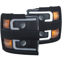 ANZO USA-111364 | Projector Headlight Set; Clear Lens; Plank Style Switchback; Black Housing; w/Amber Black Trim;Pair