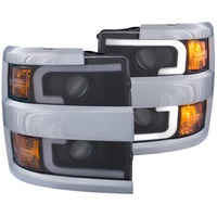 ANZO USA-111365 | Projector Headlight Set; Clear Lens; Plank Style Switchback; Black Housing; w/Amber Chrome Trim;Pair