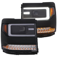 ANZO USA-111373 | Projector Headlight Set; Clear Lens; Black Housing;Pair w/Plank Style Design w/Amber; w/o HID kits;