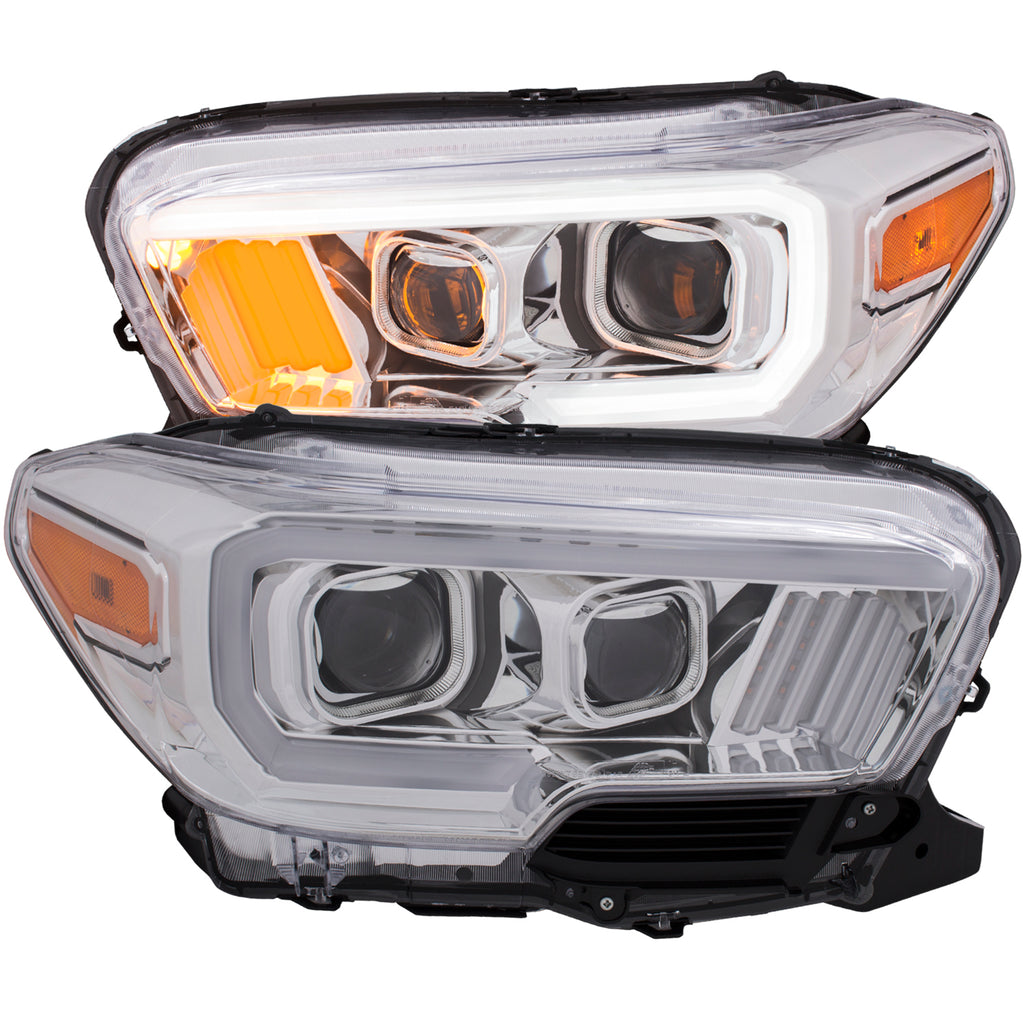 ANZO USA-111378 | Projector Headlights w/ Plank Style Chrome w/ Amber