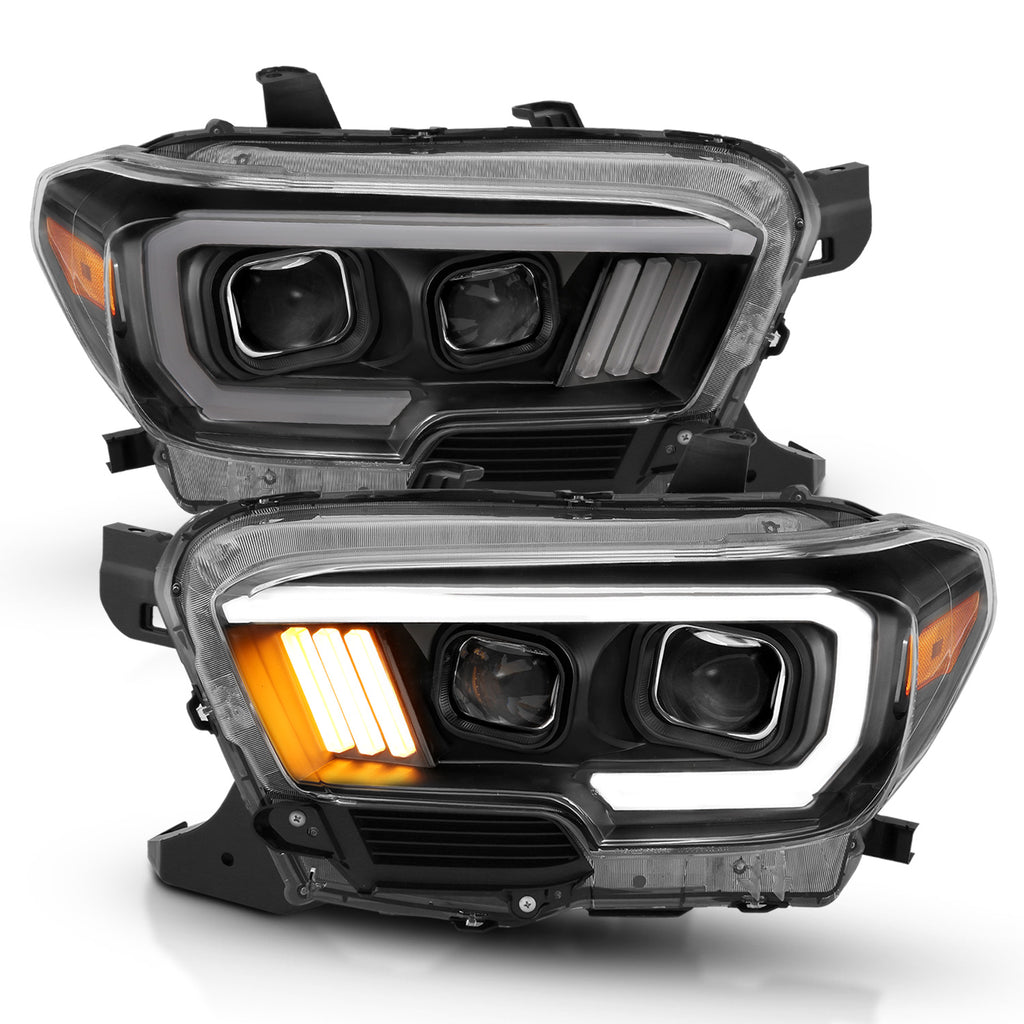 ANZO USA-111379 | Projector Headlights w/ Plank Style Design Black/Amber w/ DRL